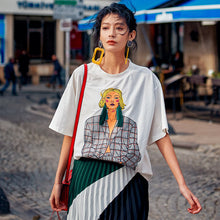 Load image into Gallery viewer, 2019 white trend element pattern print women's polo