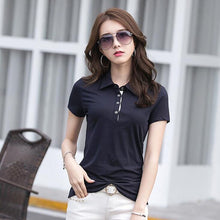 Load image into Gallery viewer, SEBOWEL Summer Polo Shirt Woman Solid Lapel Jersey