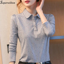 Load image into Gallery viewer, 100% Cotton Polo Shirt Women Long Sleeve Shirt Office